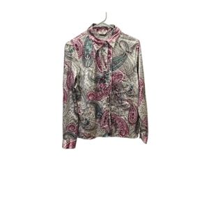 Classic Paisley Button-Down Shirt - Magenta, Turquoise, and White